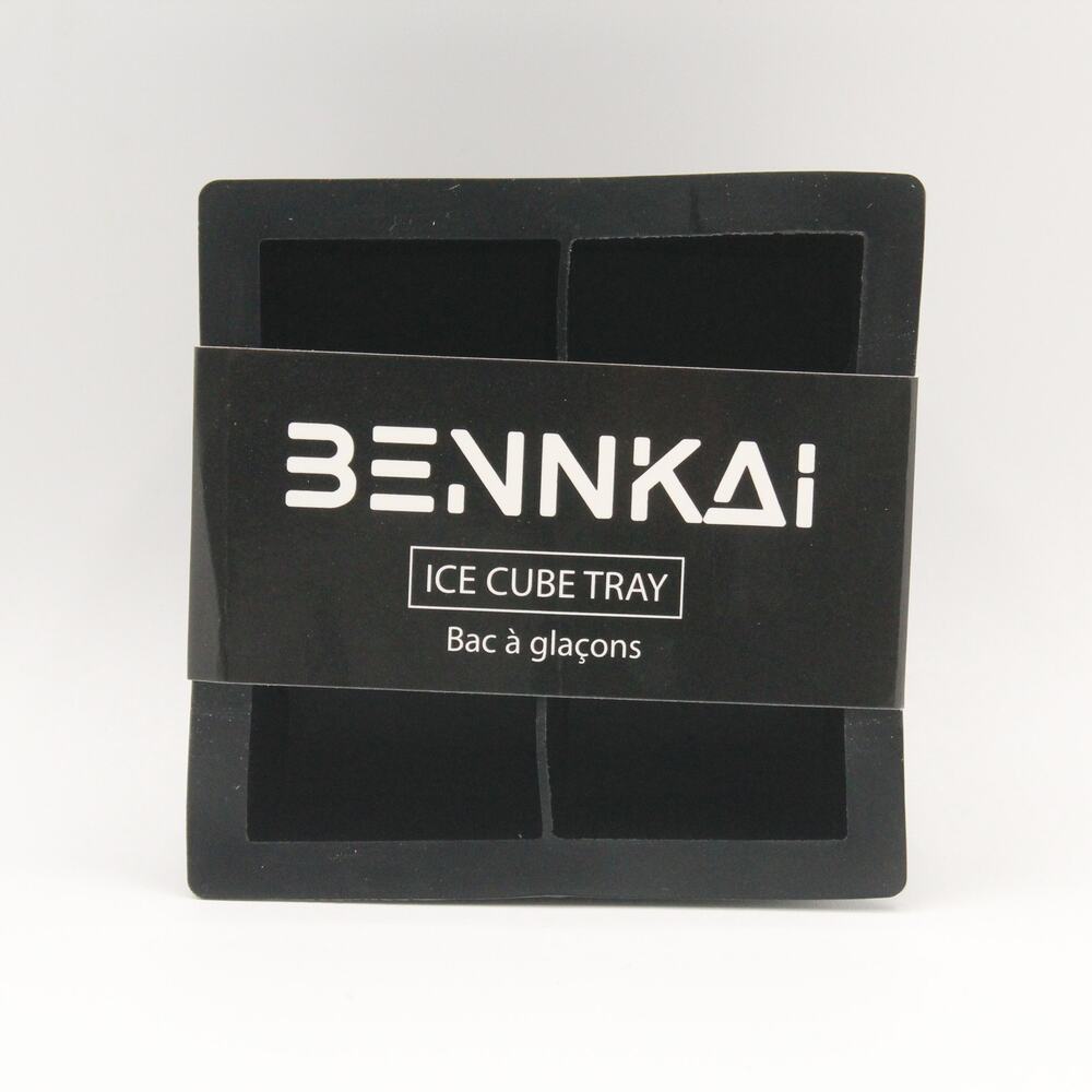 NEW‎ BENNKAI Large Silicone Ice Cube Tray 4 Giant Cubes Whiskey Cocktail Mold
